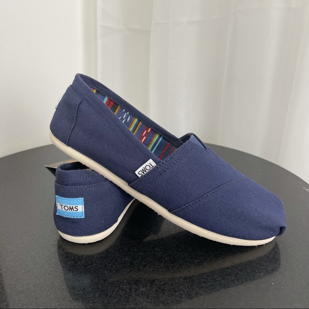TOMS Classic Navy Canvas Alpargatas Flats Loafers - Picture 6 of 15